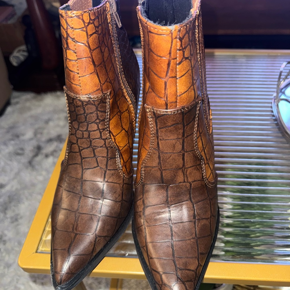 ASOS Women's Textured Brown Heeled Boots - Picture 12 of 14